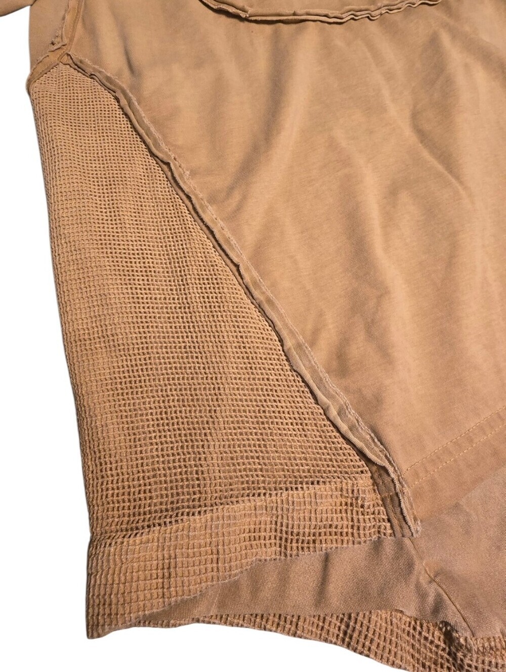 CHAUNK ORKLAD PHILOSOPHY Drkle1 G1AM0 Tan Cold Dyed Cotton Mesh Panel T Shirt - Picture 9 of 14